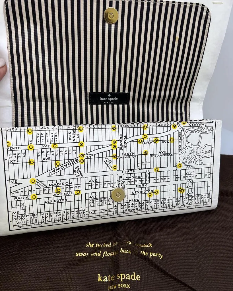 KATE SPADE FAR FROM THE TREE NYC MAP CLUTCH BAG