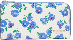 kate spade new york Devin Springtime Blooms Embossed Saffiano Leather Zip Around Continental Wallet, Cream Multi