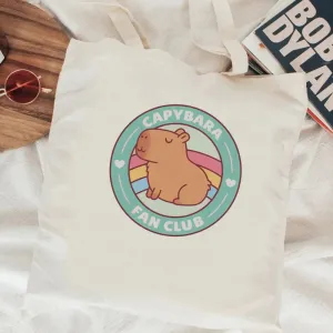 Kawaii Capybara Canvas Shopping Bag 🛍️✨ - Eco-Friendly Tote for Adorable Adventures! 🌿😊
