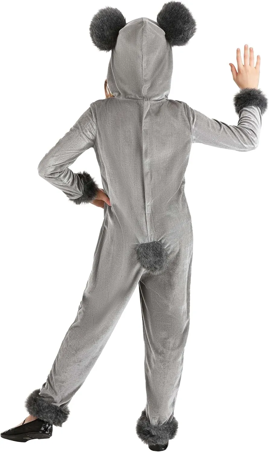 Kids Gray Hooded Koala Bear Costume for Girls Jumpsuit Onesie For Halloween or Dress Up Party