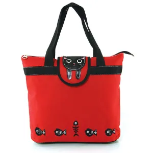 Kitty Cat Flap Vegan Novelty Canvas Tote Bag Purse