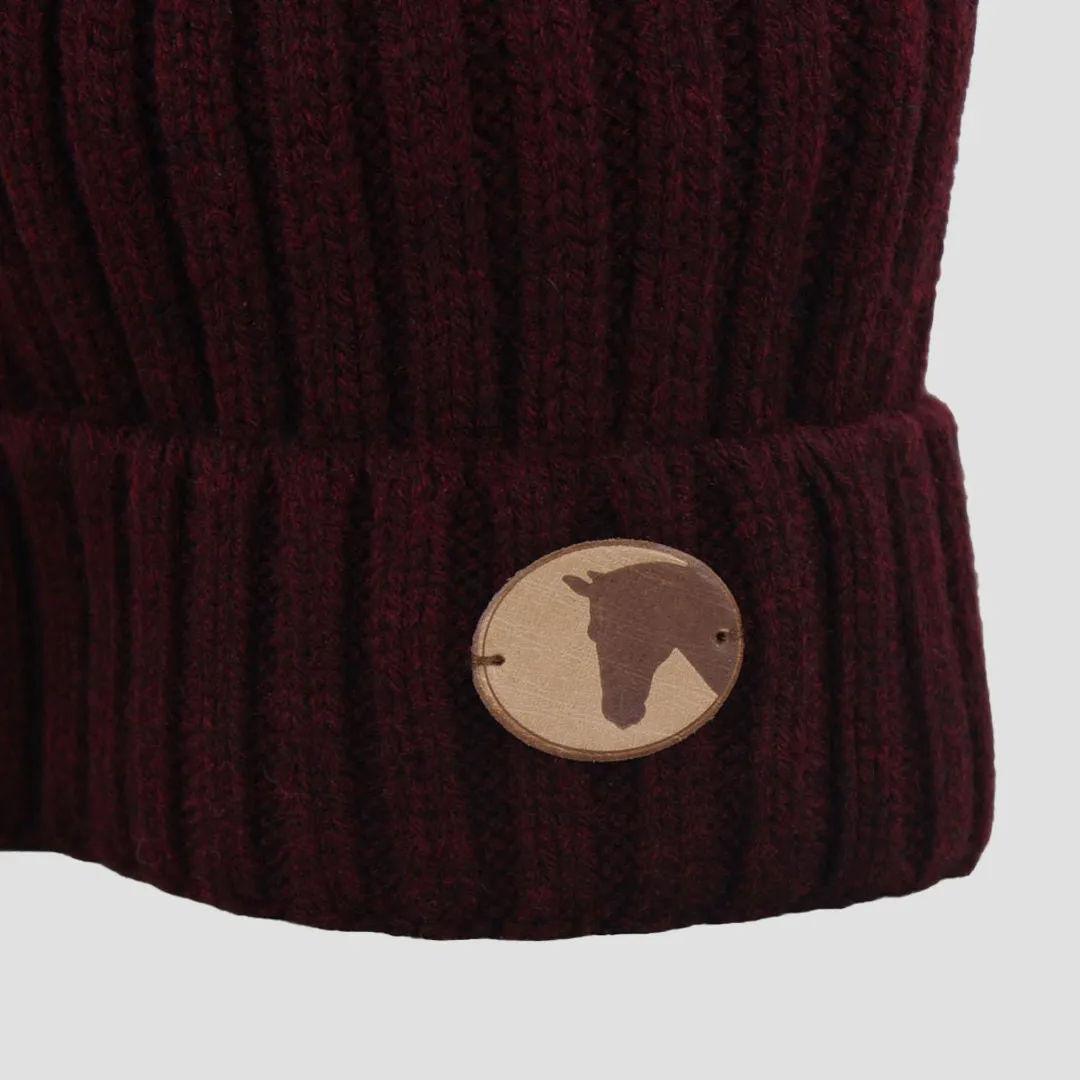 Knitted Coin Bobble Hat Wine