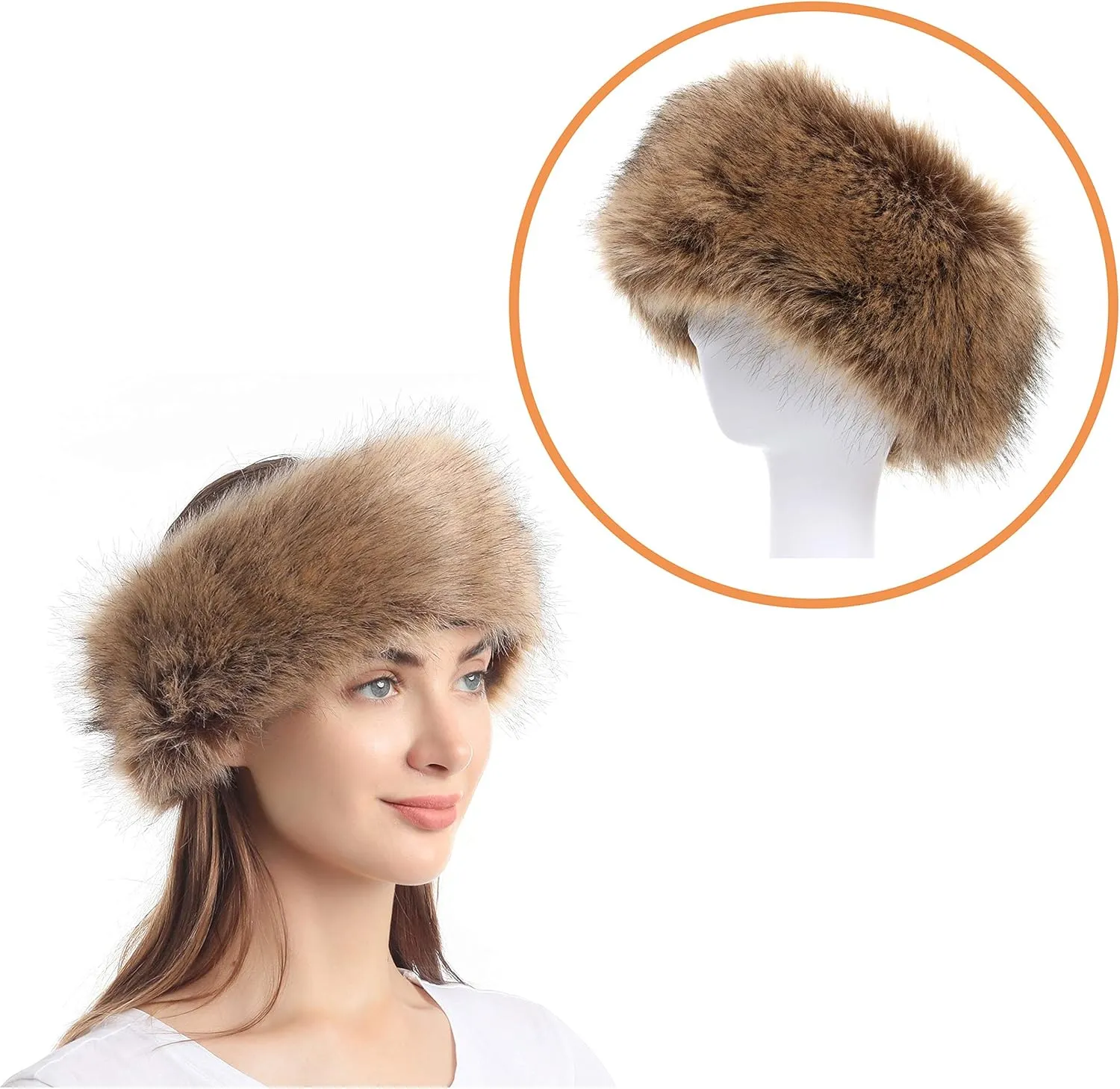 LA CARRIE Faux Fur Headband with Stretch Women's Winter Earwarmer Earmuff