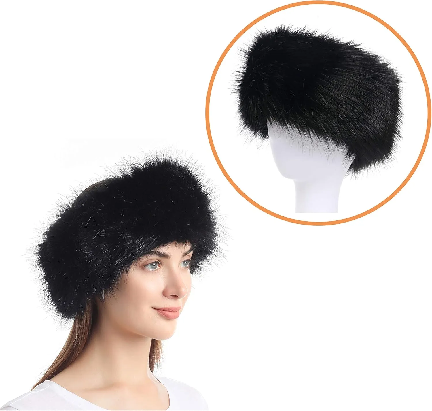 LA CARRIE Faux Fur Headband with Stretch Women's Winter Earwarmer Earmuff