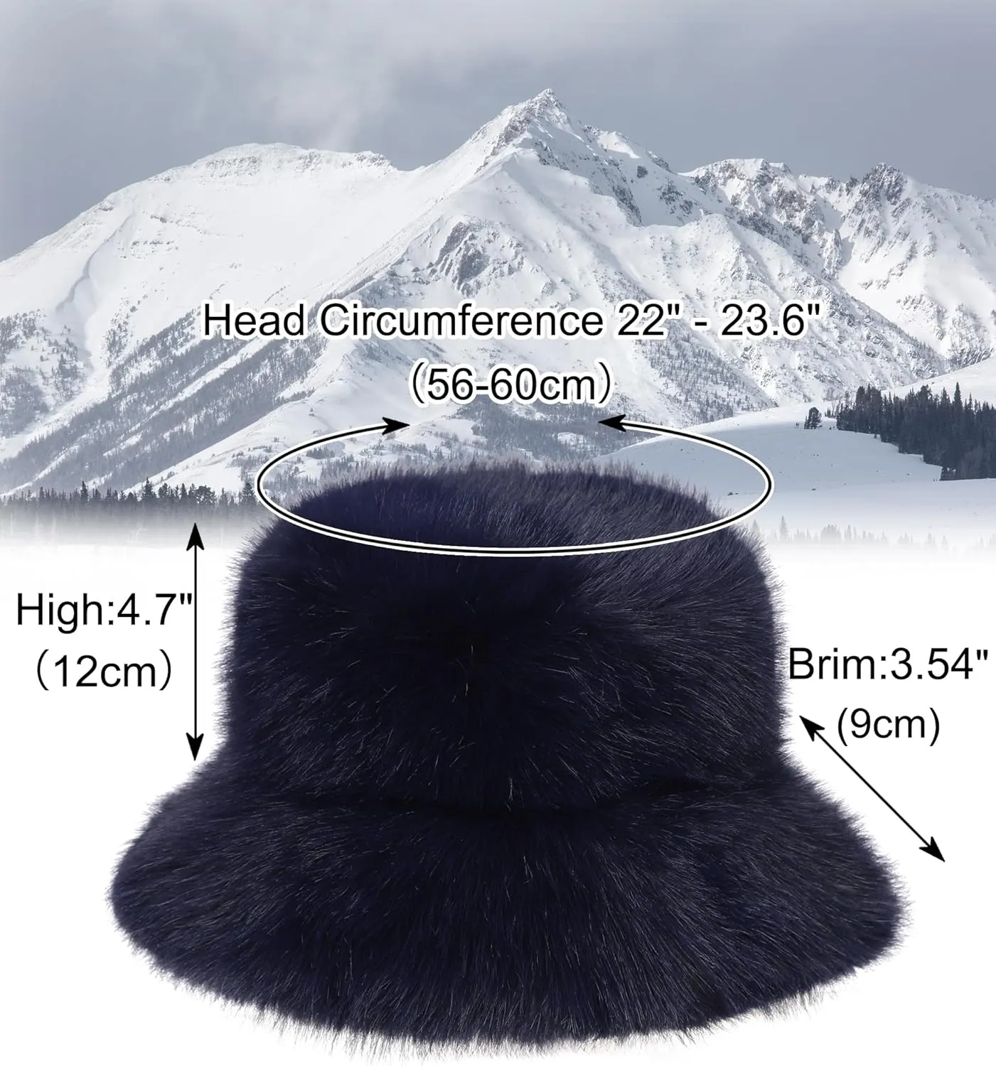 LA CARRIE Women's Fuzzy Wide Brim Faux Fur Bucket Hat Winter Warmer Fisherman Cap