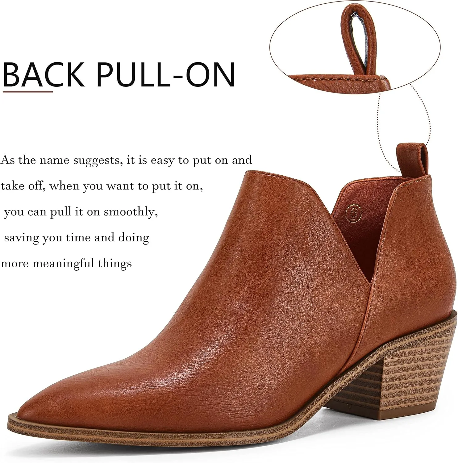 LAICIGO Womens Chunky Stacked Low Heel Ankle Boots V Cut Pointed Toe Animal Print Chelsea Booties