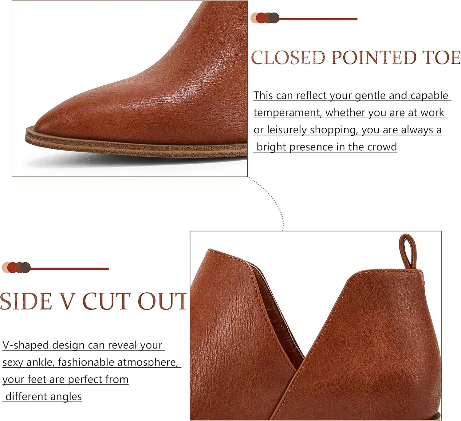 LAICIGO Womens Chunky Stacked Low Heel Ankle Boots V Cut Pointed Toe Animal Print Chelsea Booties