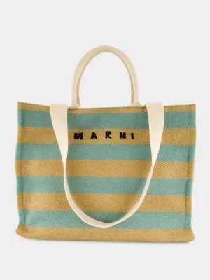 Large Basket Striped Tote Bag