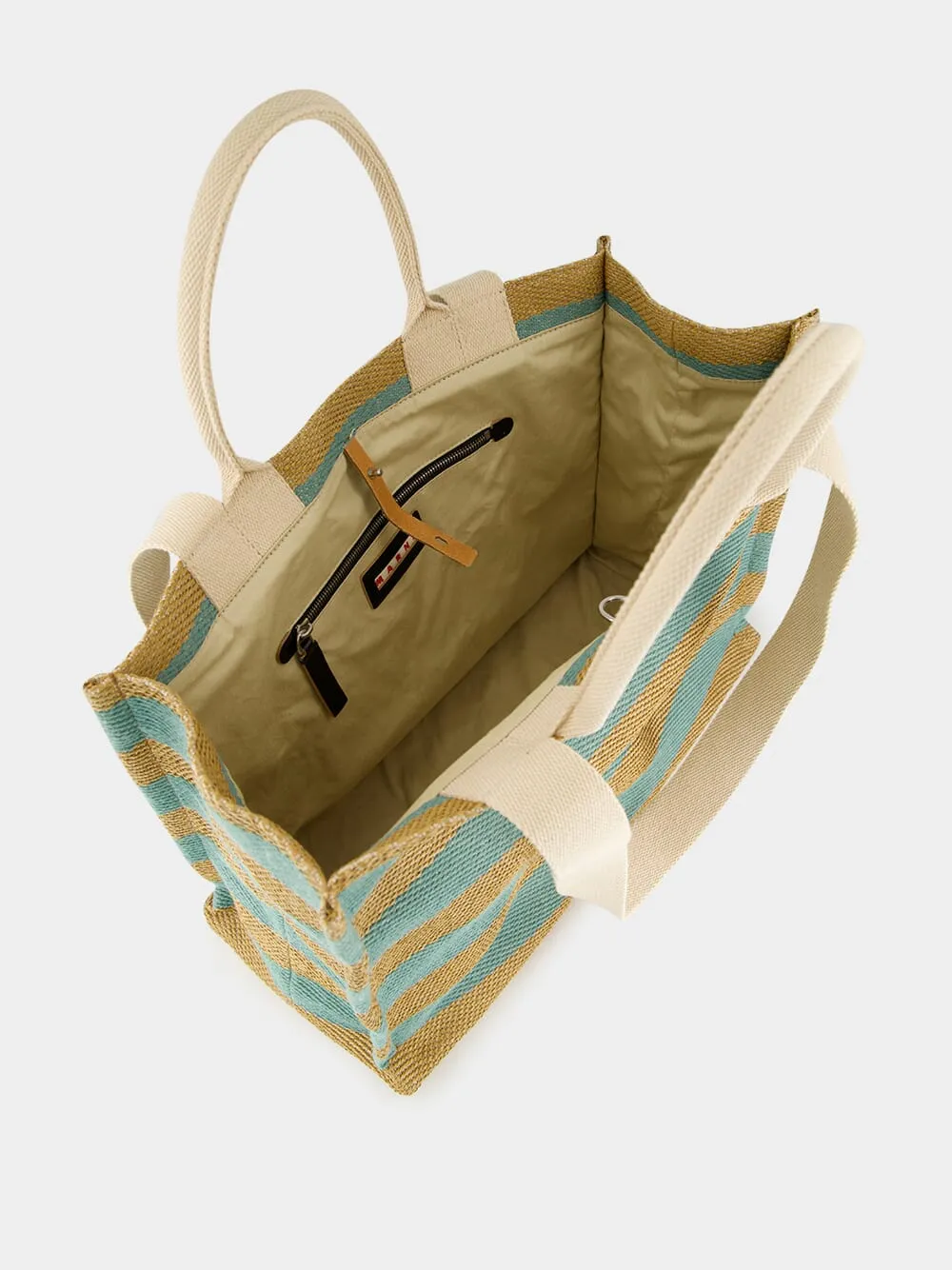 Large Basket Striped Tote Bag