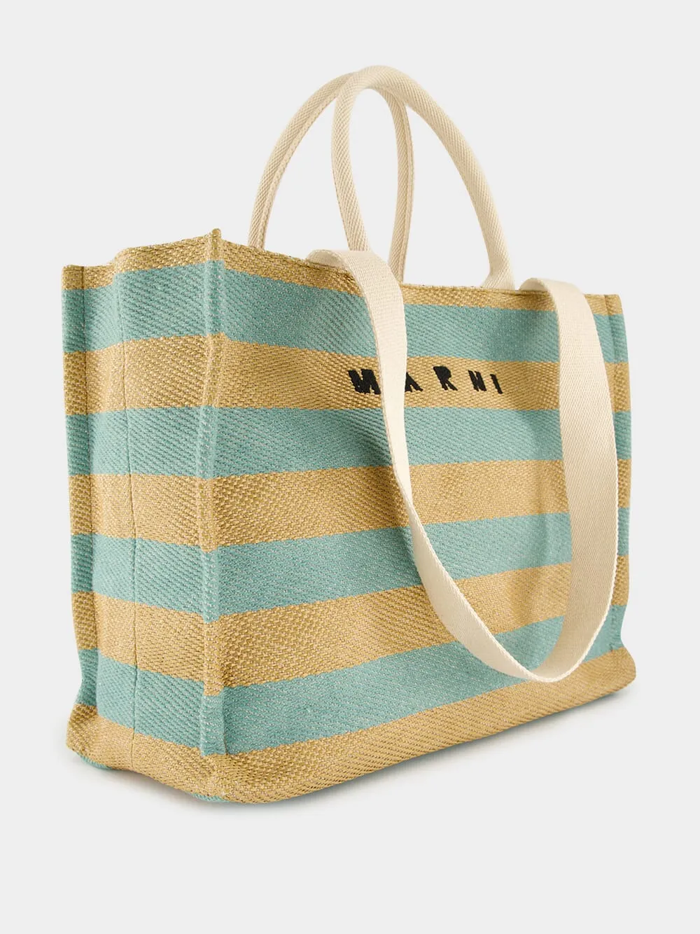 Large Basket Striped Tote Bag