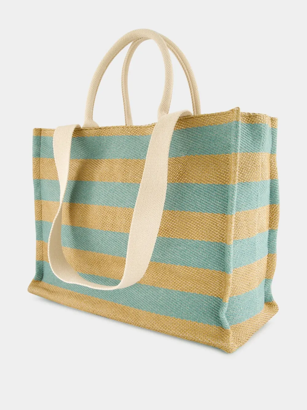 Large Basket Striped Tote Bag