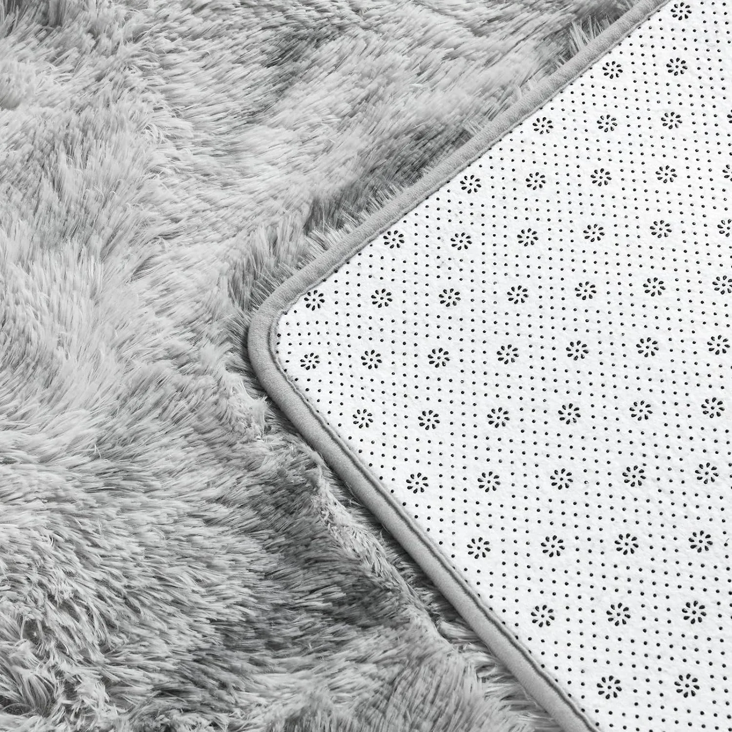 Large Shag Area Rugs 5 x 8, Tie-Dyed Plush Fuzzy Rugs for Living Room, Ultra Soft Fluffy Furry Rug for Bedroom, Indoor Carpet Nursery Rugs for Kids Room Home Decor, Light Grey