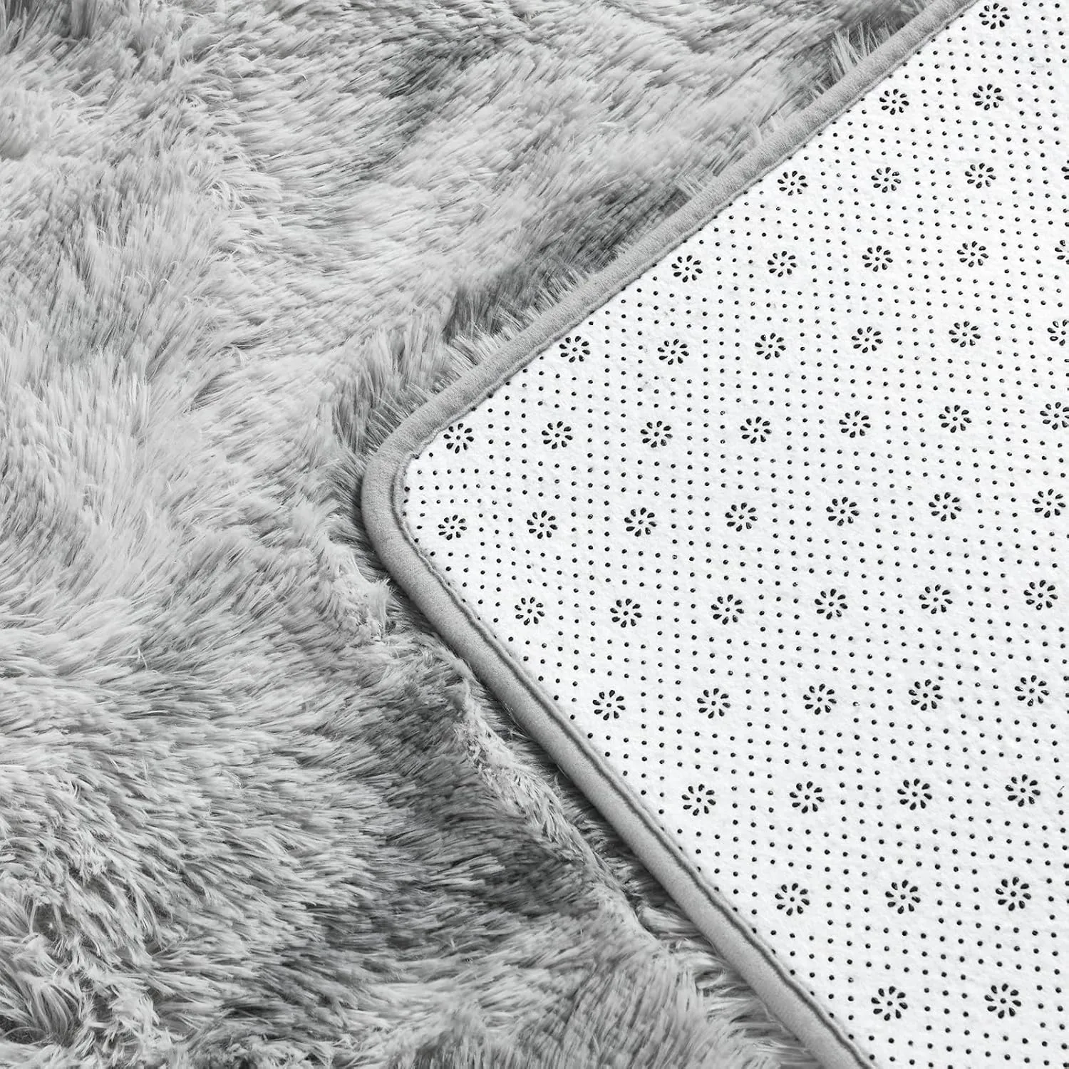 Large Shag Area Rugs 6 x 9, Tie-Dyed Plush Fuzzy Rugs for Living Room, Ultra Soft Fluffy Furry Rugs for Bedroom, Indoor Carpet Nursery Rugs for Kids Room Home Decor, Light Grey