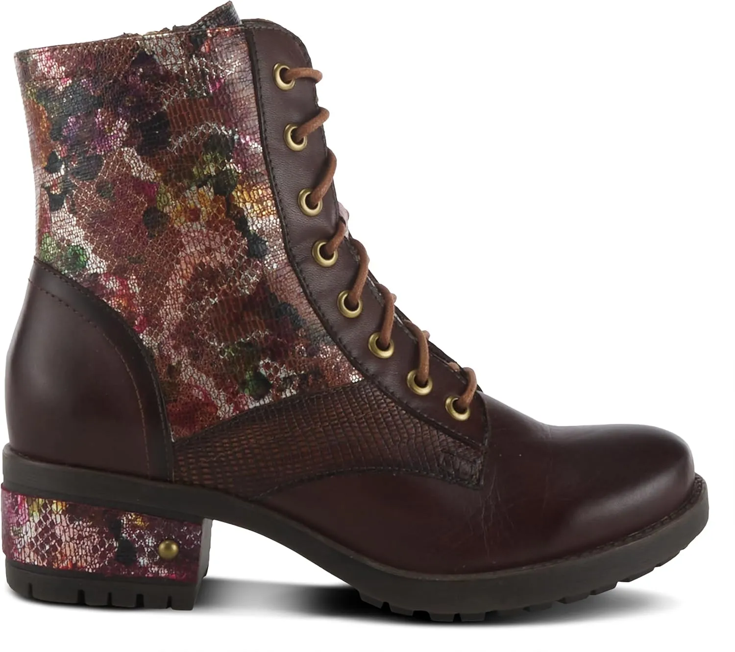 L'Artiste by Spring Step Marty Met Hand Painted Metallic Floral Ankle Boots for Women | Shoes for Women with Arch Support and Flexible Sole