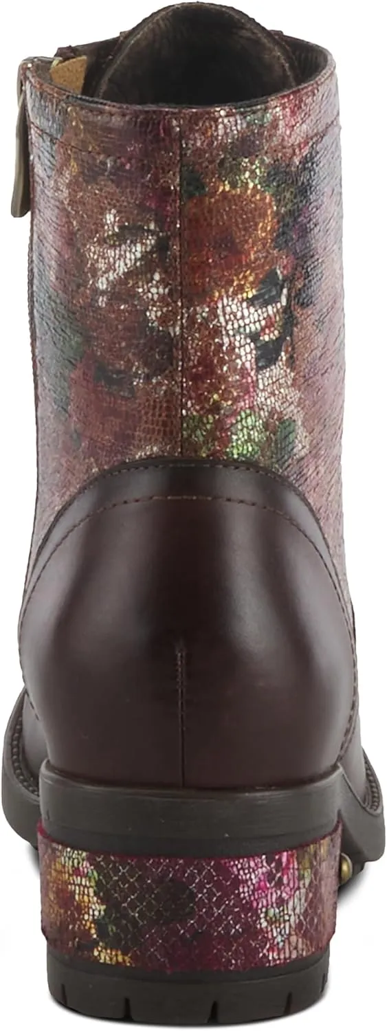 L'Artiste by Spring Step Marty Met Hand Painted Metallic Floral Ankle Boots for Women | Shoes for Women with Arch Support and Flexible Sole