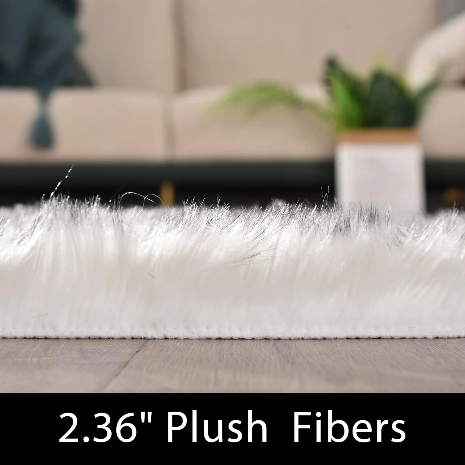 Latepis Large Rug for Living Room Rug 6.7x10 White with Grey Tips Faux Sheep Skin Fur Rug for Bedroom Fluffy Rug Furry Rug Home Décor, Rectangle