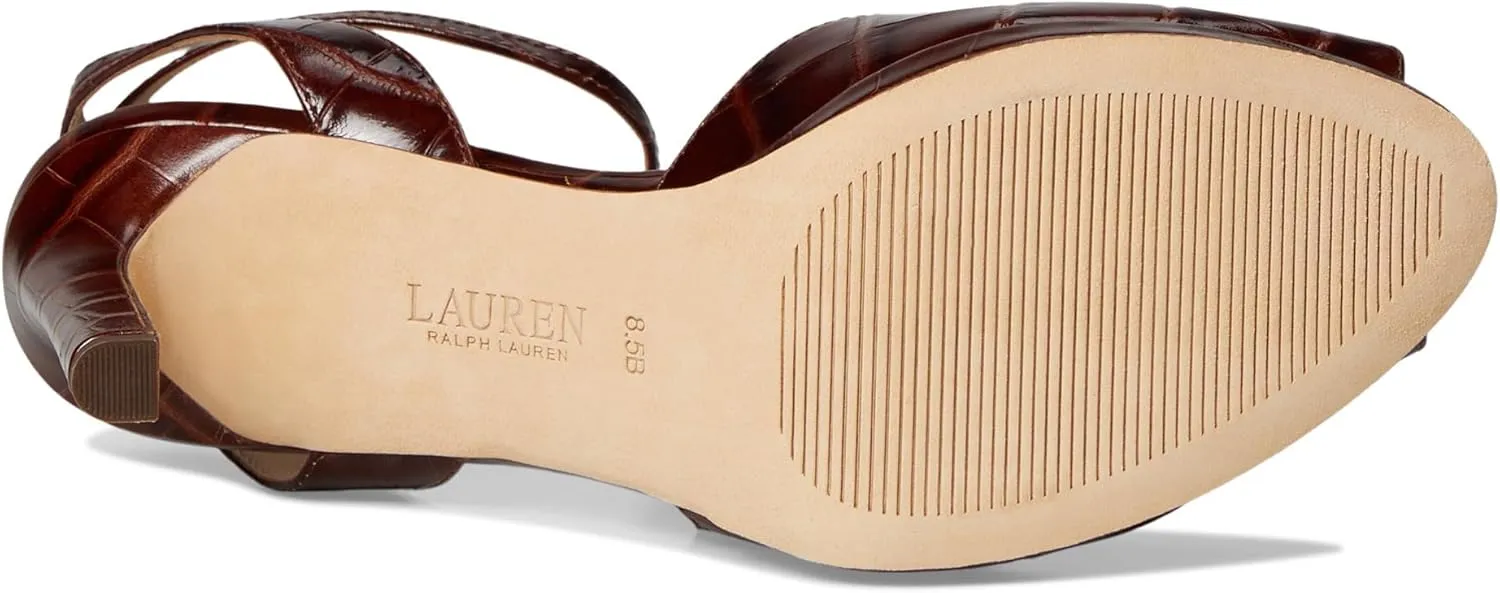 Lauren Ralph Lauren Women's Kyla Crocodile-Embossed Leather Sandal