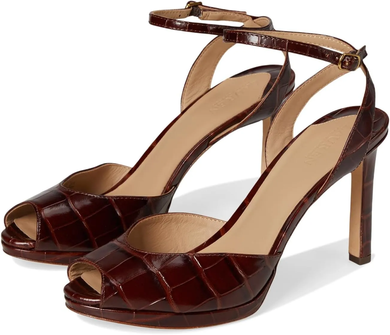 Lauren Ralph Lauren Women's Kyla Crocodile-Embossed Leather Sandal