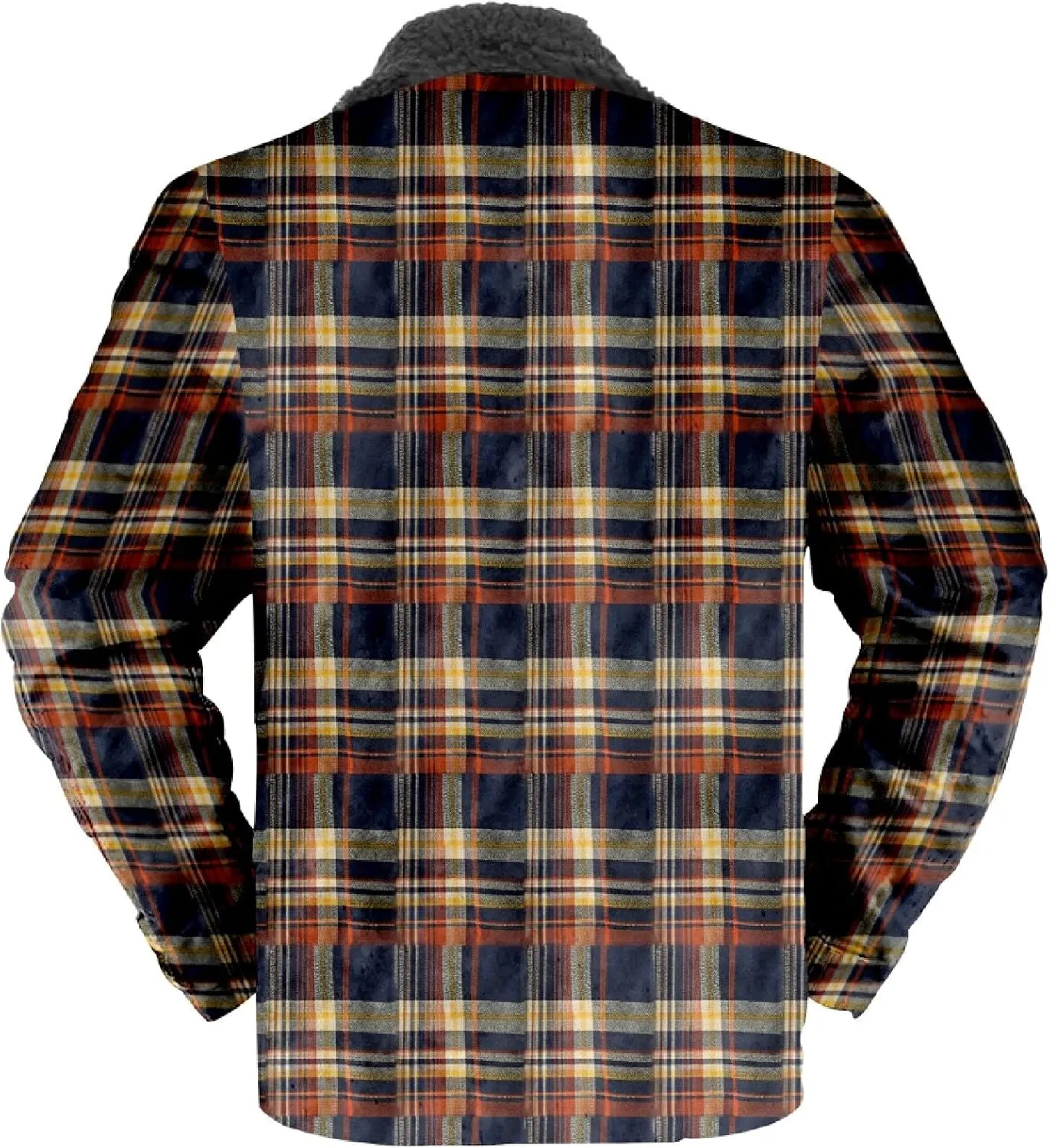 LCMTWX Men's Cotton Plaid Shirts Jacket Print Hooded Zipper Pocket Long Sleeve Shirt Patchwork Jacket Loose Thickened Heavy