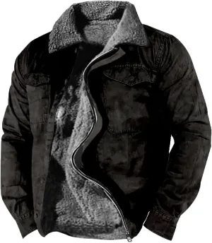 LCMTWX Men's Fleece Lined Flannel Shirt Jacket Button Down Pocket Long Sleeve Shirt Patchwork Jacket Casual Long Sleeve