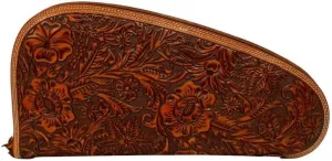 Leather Gun Case Zip Closure Floral Embossed, Small