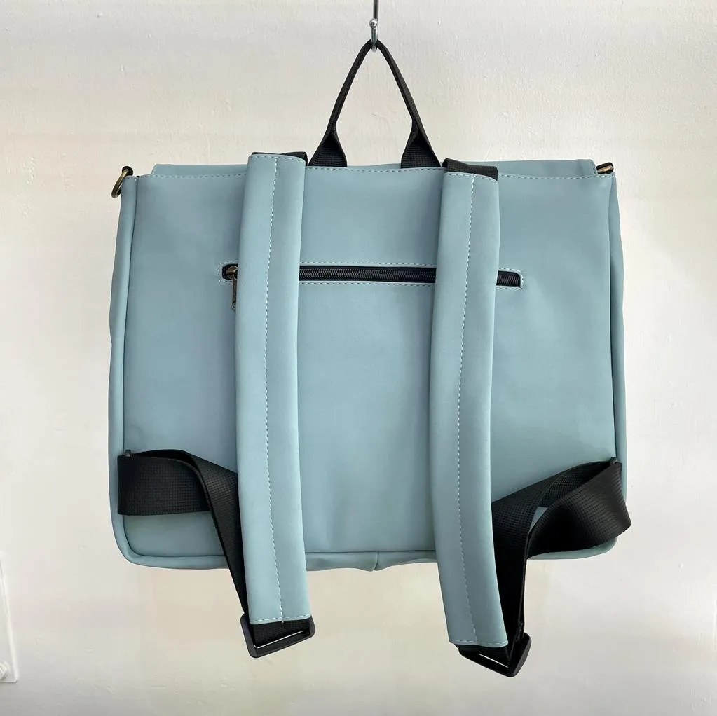 Light Blue Nubuck-like Large 'Jaffa' Backpack/Side Bag