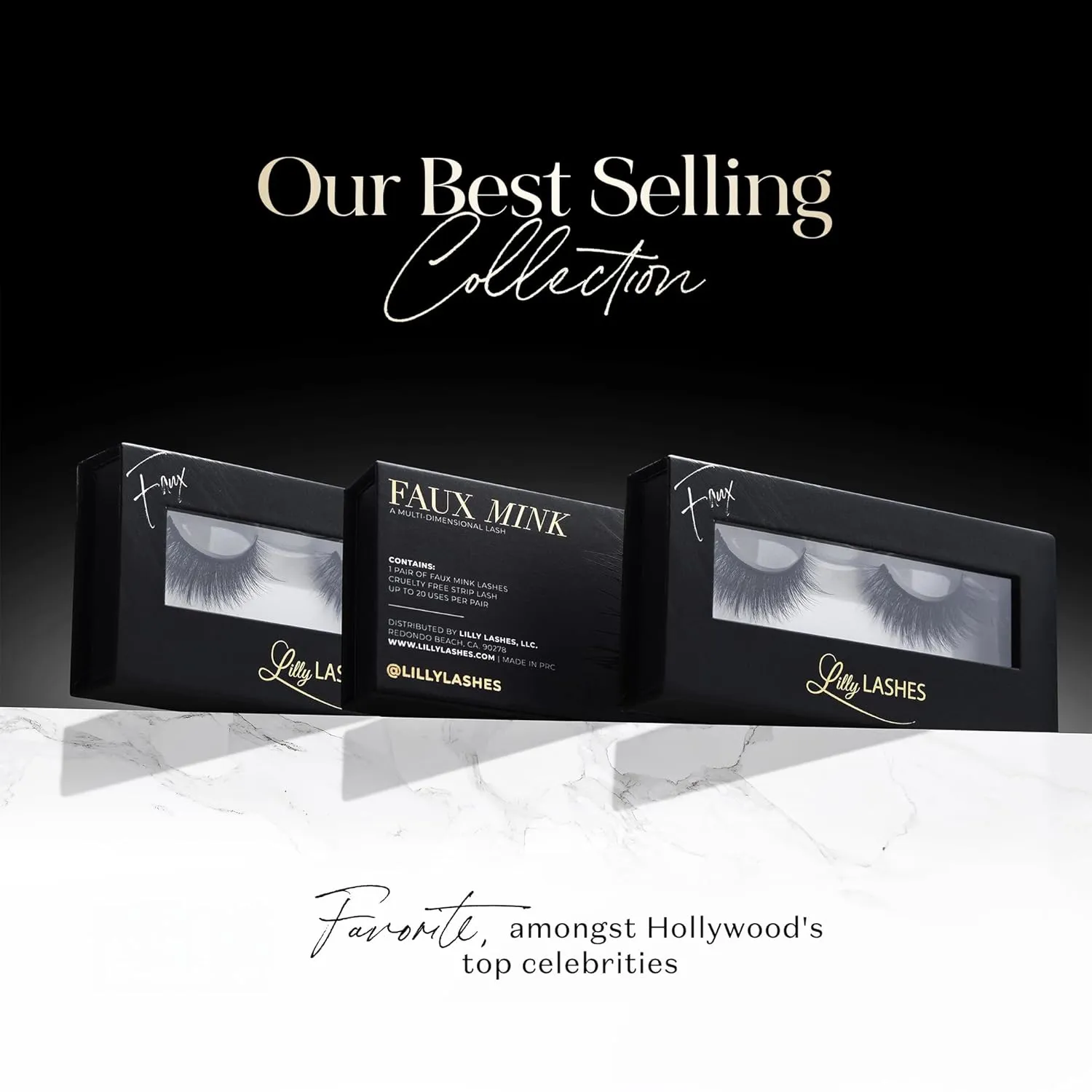 Lilly Lashes 3D Miami Faux Mink Strip Eyelashes, False Eyelashes Dramatic Look, Reusable False Lashes, Fake Lashes Pack, Lash Strips with Luxury Silk Like Fibers, No Lash Glue Included