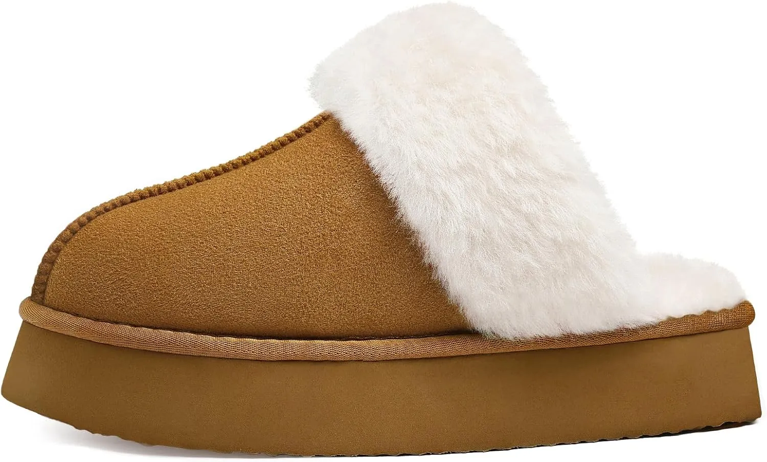 Litfun Womens Fuzzy Platform Slippers Fluffy Memory Foam Winter House Shoes for Indoor and Outdoor