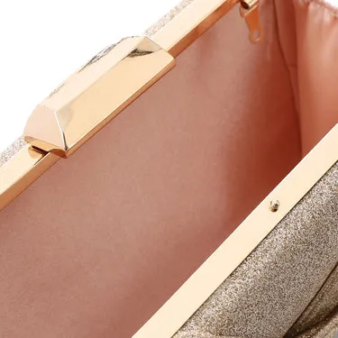 Lock Closure Glittery Pleated Soiree Clutch (4126) - Mr Joe