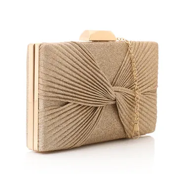 Lock Closure Glittery Pleated Soiree Clutch (4126) - Mr Joe
