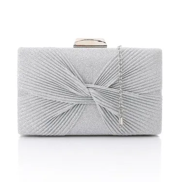 Lock Closure Glittery Pleated Soiree Clutch (4126) - Mr Joe