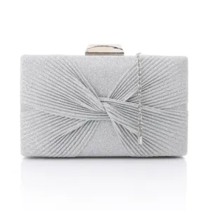 Lock Closure Glittery Pleated Soiree Clutch (4126) - Mr Joe