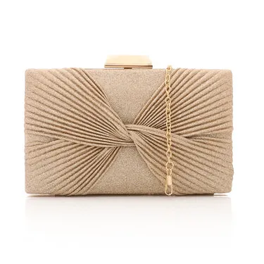 Lock Closure Glittery Pleated Soiree Clutch (4126) - Mr Joe