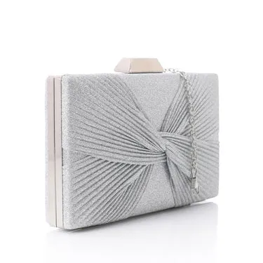 Lock Closure Glittery Pleated Soiree Clutch (4126) - Mr Joe