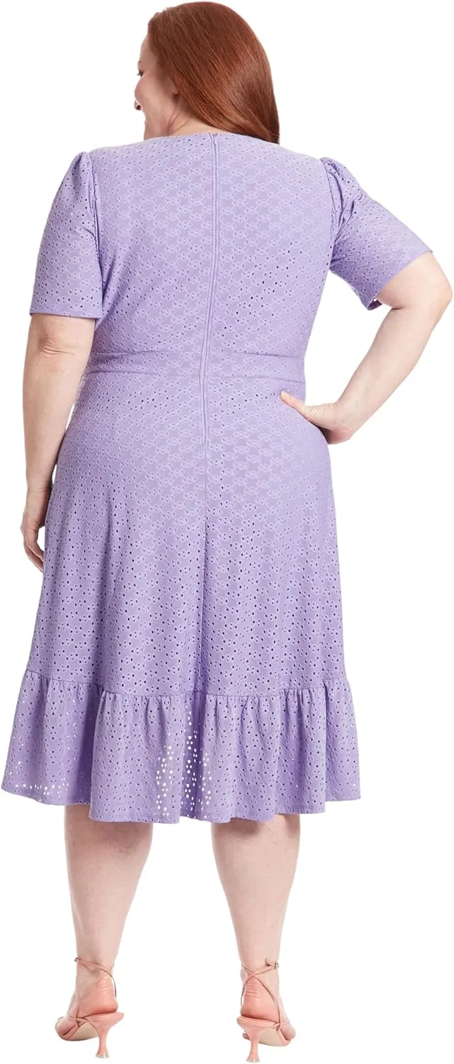 London Times Women's Short Sleeve Ruffle Wrap Dress