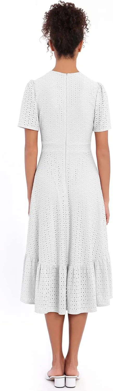 London Times Women's Short Sleeve Ruffle Wrap Dress