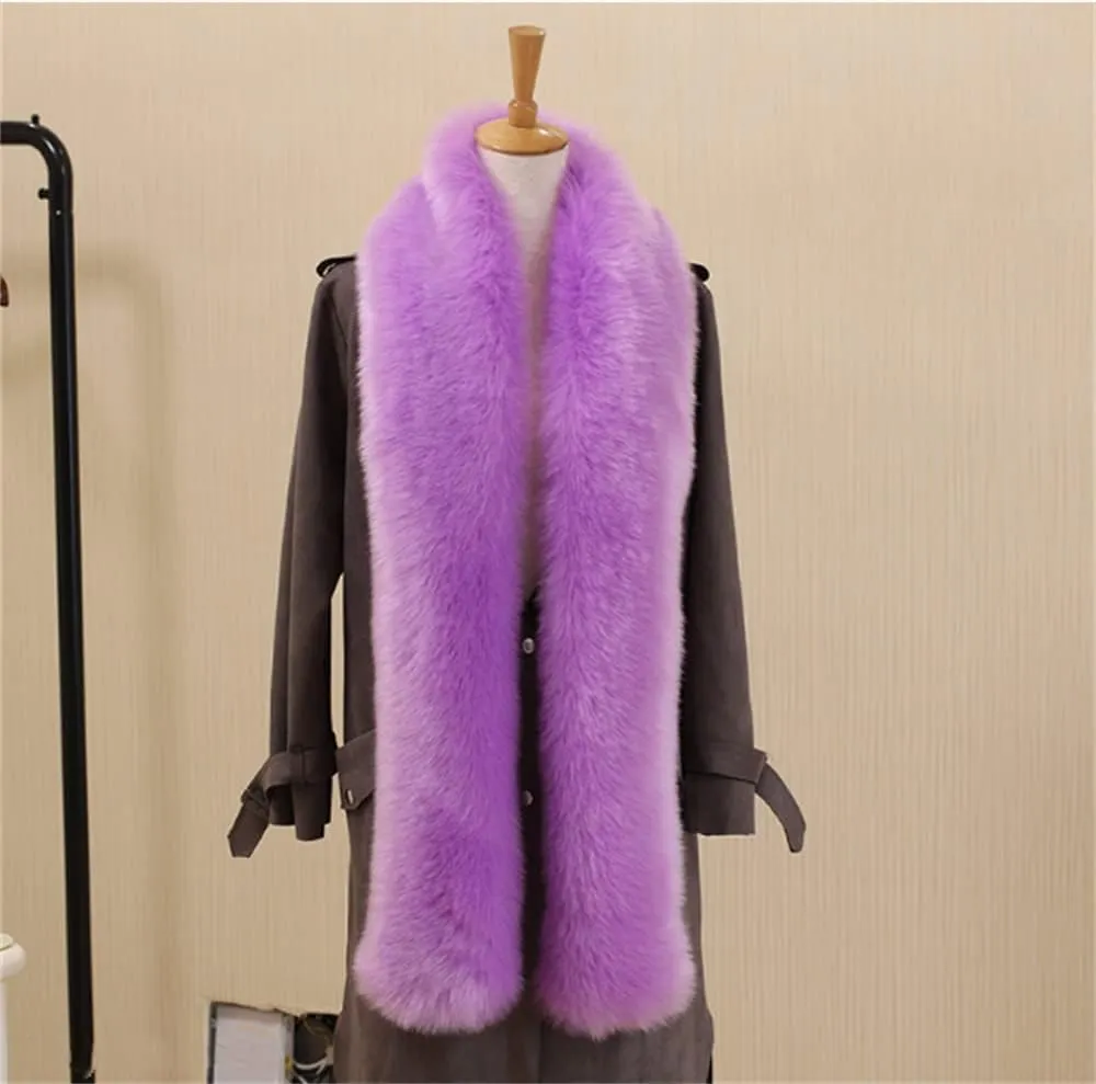 Long Men Women Faux Fur Collar Winter Warm Wrap Stole Scarf Shawl Shrug
