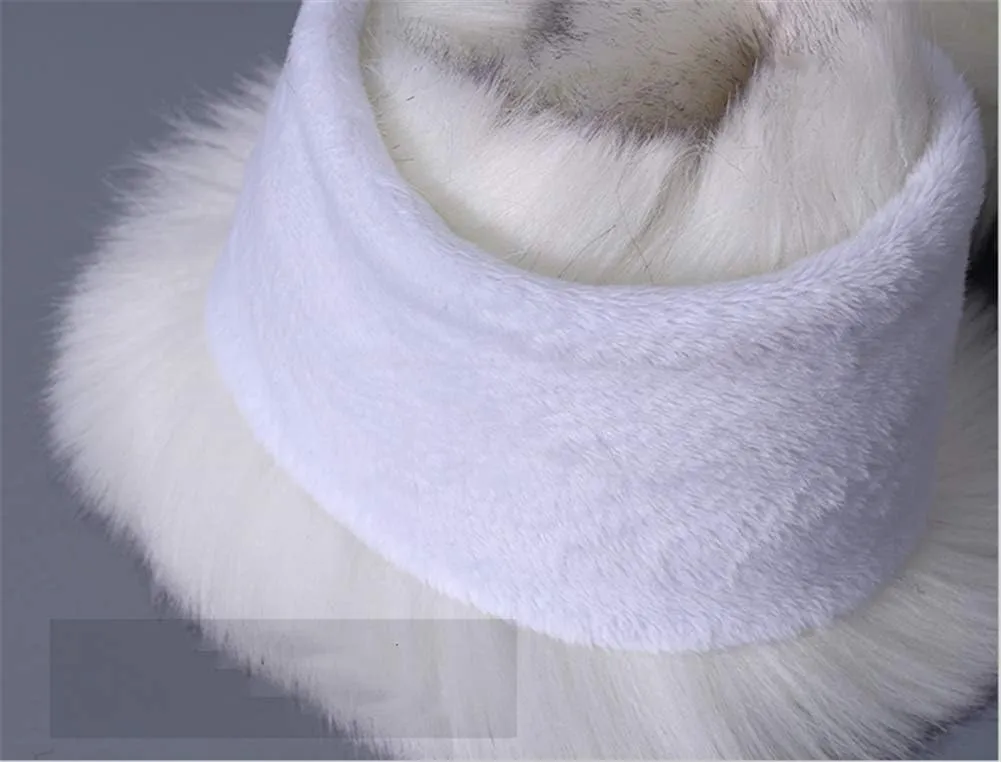 Long Men Women Faux Fur Collar Winter Warm Wrap Stole Scarf Shawl Shrug