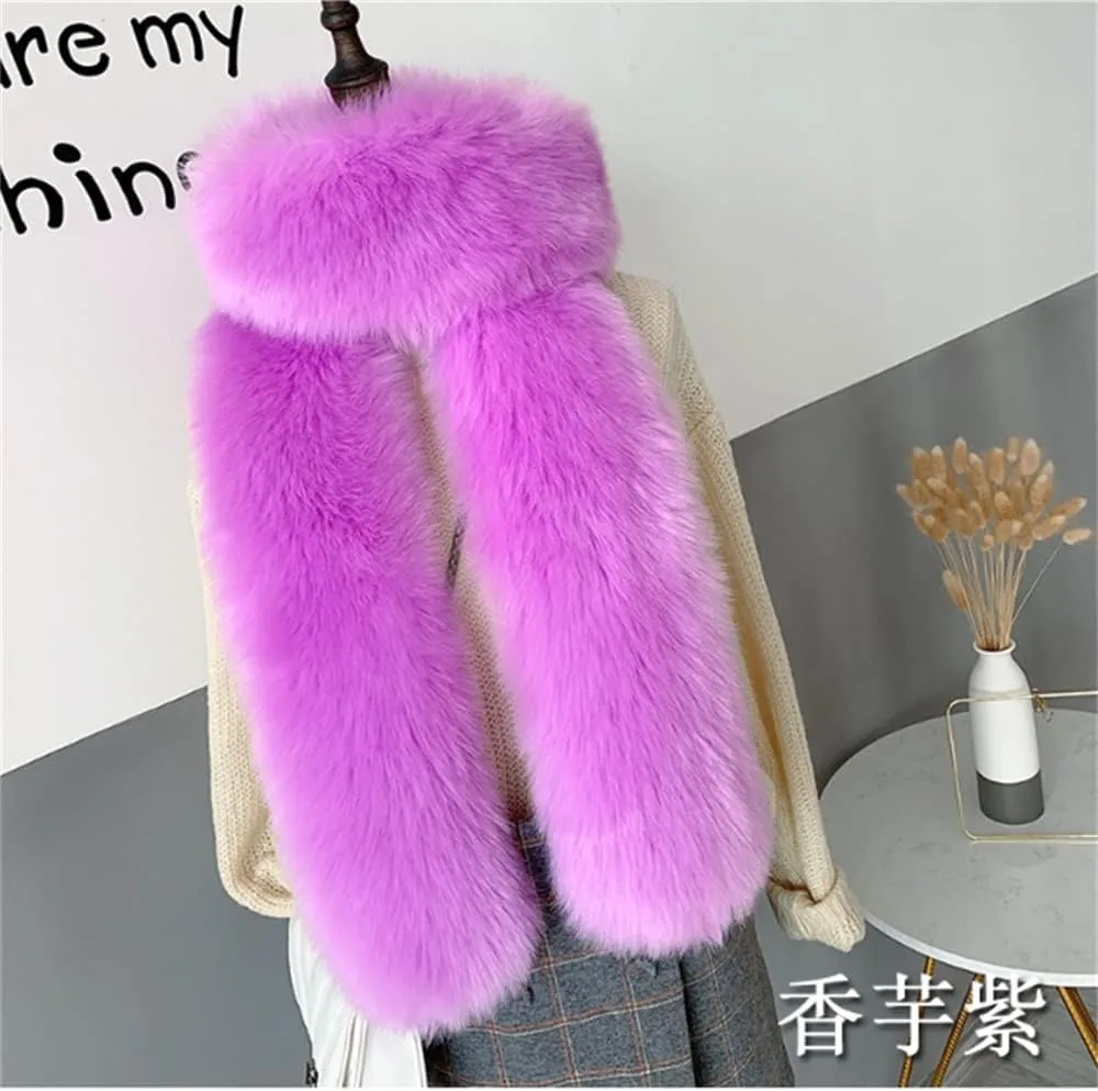 Long Men Women Faux Fur Collar Winter Warm Wrap Stole Scarf Shawl Shrug