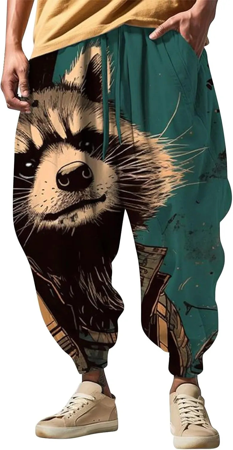 Loose Drop Crotch Trousers Street Feel Casual Sweatpants Funky Printed Plus Size Trousers Hammer Pants Trousers