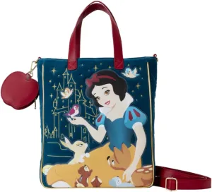 Loungefly Disney Snow White Classic Apple Quilted Velvet Tote Bag With Coin Bag