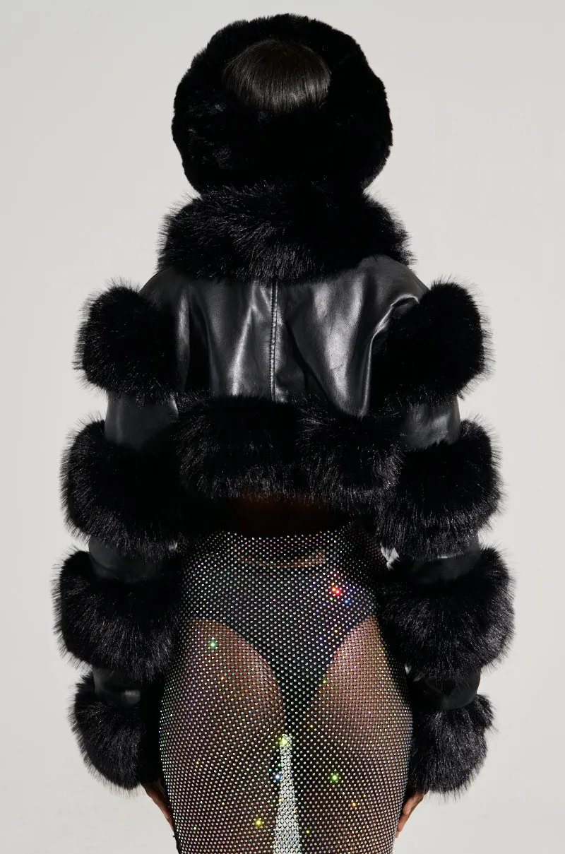 LOVERGIRL ULTRA CROP FUR TRIM MOTO