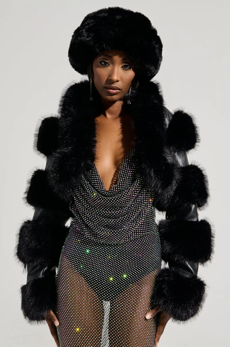 LOVERGIRL ULTRA CROP FUR TRIM MOTO
