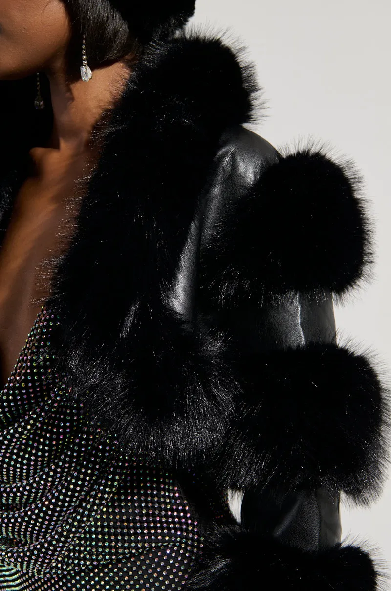LOVERGIRL ULTRA CROP FUR TRIM MOTO