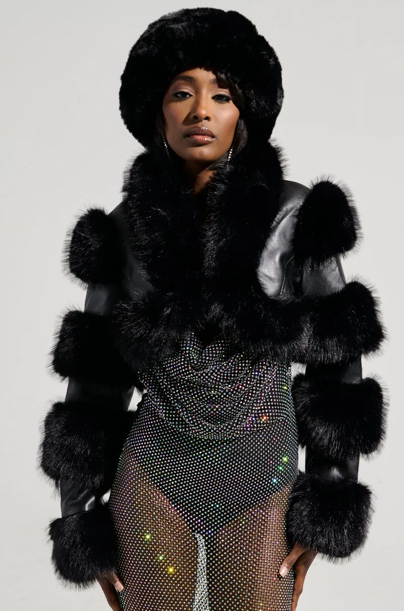 LOVERGIRL ULTRA CROP FUR TRIM MOTO