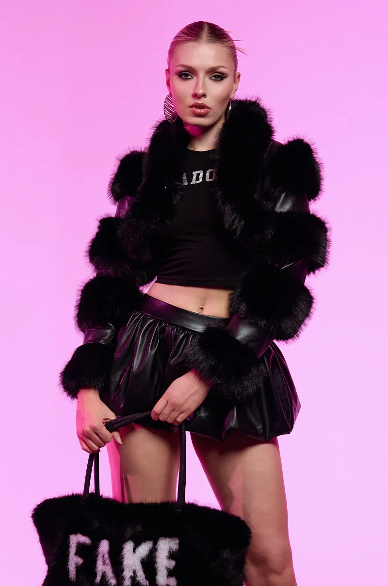 LOVERGIRL ULTRA CROP FUR TRIM MOTO