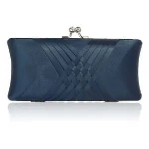 LSE0062 - Navy Satin Evening Clutch Bag