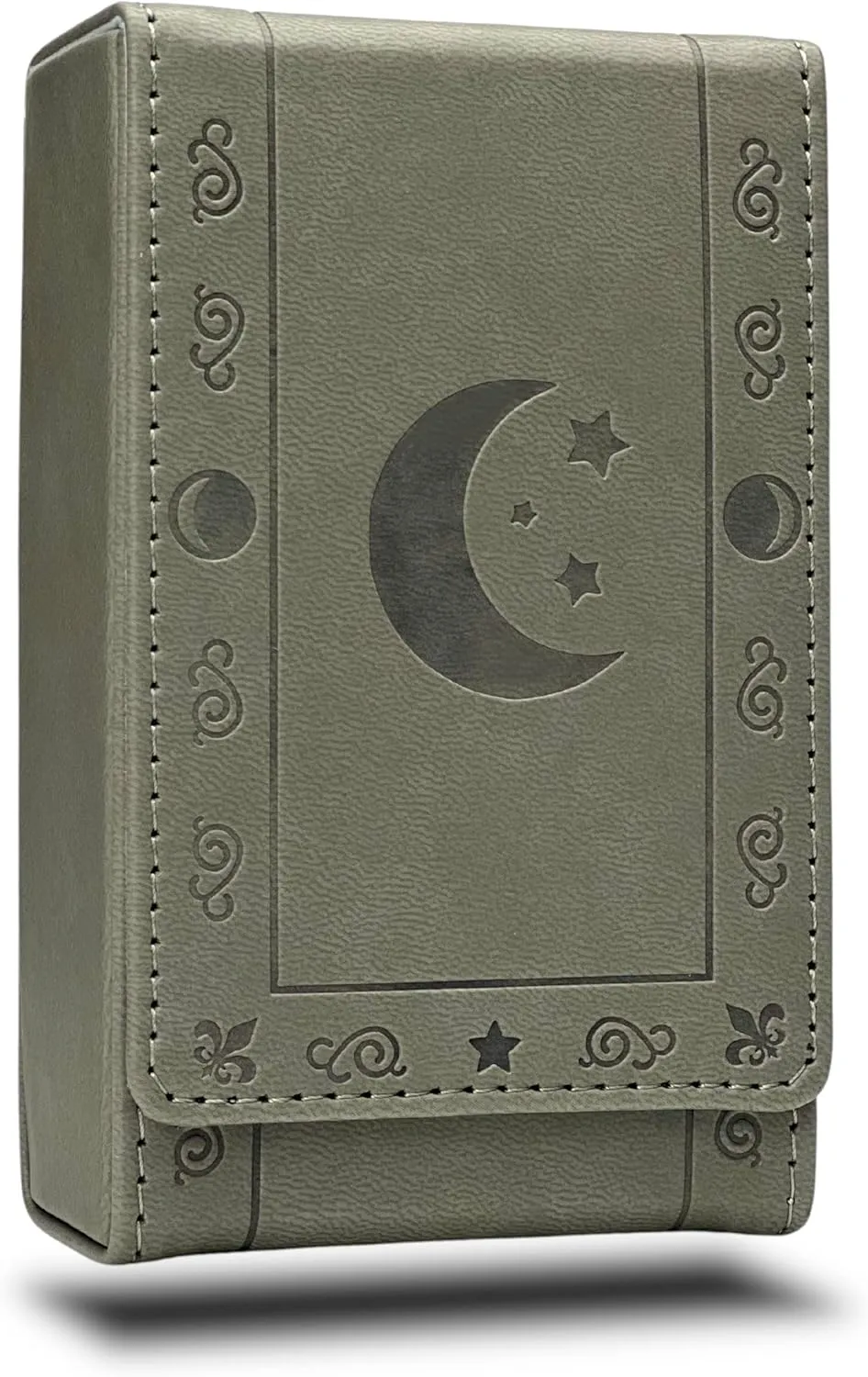 Luck Lab Leather Tarot Card Case/Holder - Grey - For Most Standard Size Tarot Cards (Fits Deck size with Box measuring 4.875 x 2.875 x 1.25)- Moon Design