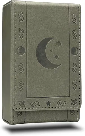 Luck Lab Leather Tarot Card Case/Holder - Grey - For Most Standard Size Tarot Cards (Fits Deck size with Box measuring 4.875 x 2.875 x 1.25)- Moon Design
