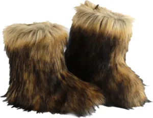 LVCOMEFF Kid Girl Boy Toddler Faux Fur Snow Boot with Fur Lining Winter Warm Outdoor Furry Fluffy